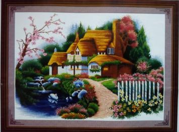 Tranh thêu chữ thập nhà vườn